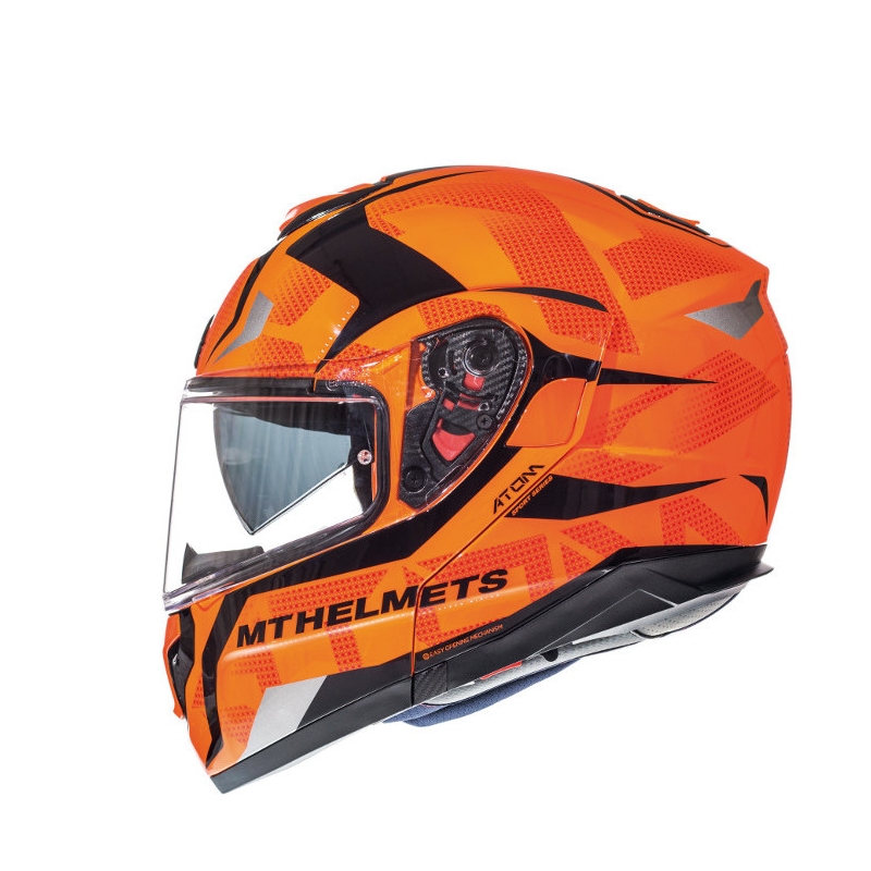 MT Atom Divergence portocaliu fluo  cască de motocicletă tip-up lichidare