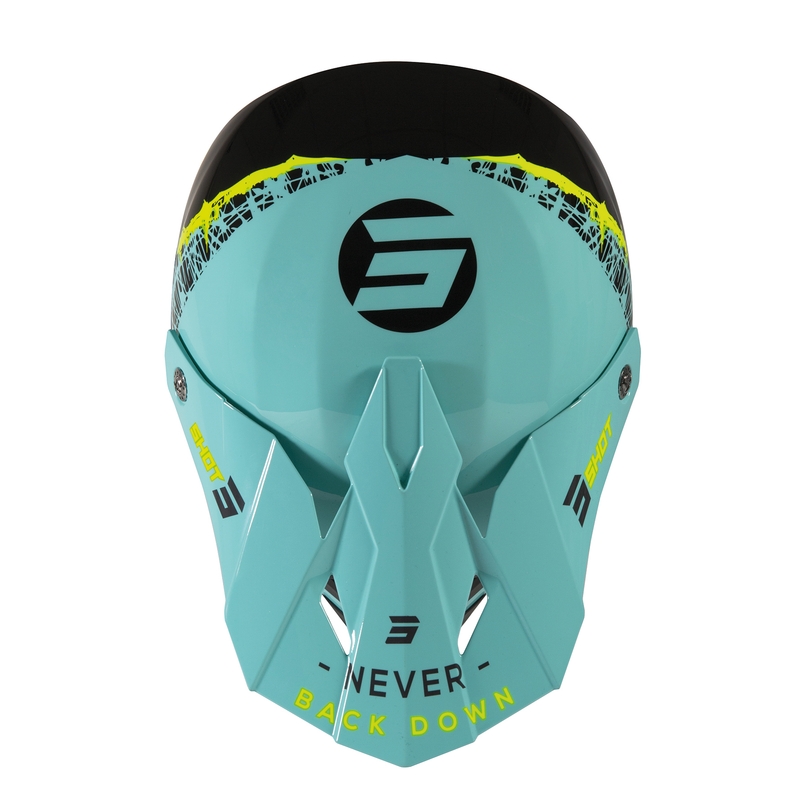 Cască de motocros pentru copii Shot Furious Storm negru-verde-galben-fluo