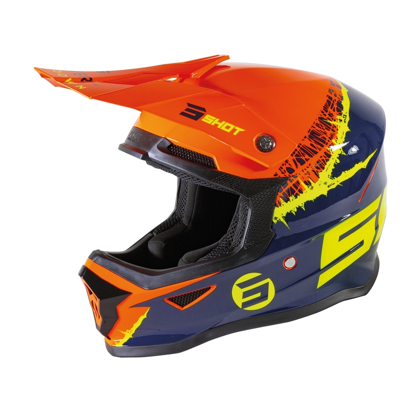 Casca de motocross pentru copii Shot Furious Storm portocaliu-galben-albastru lichidare