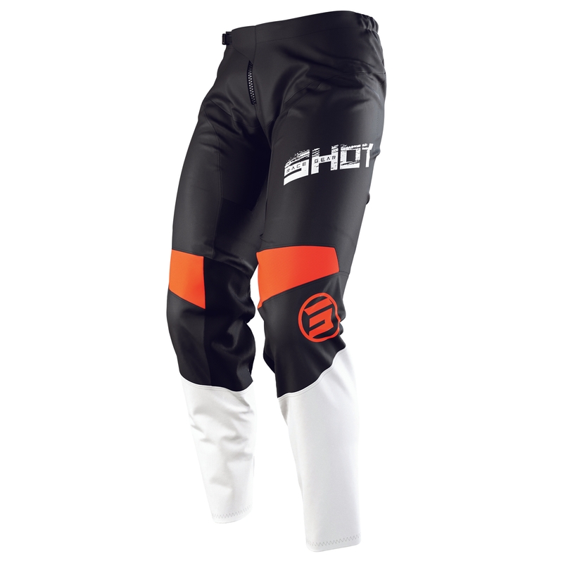 Pantaloni motocross pentru copii Shot Devo Slam negru-alb-alb-portocaliu lichidare