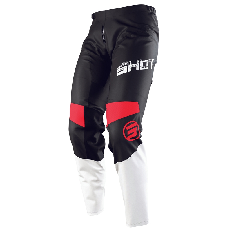 Pantaloni motocross pentru copii Shot Devo Slam negru-alb-roșu