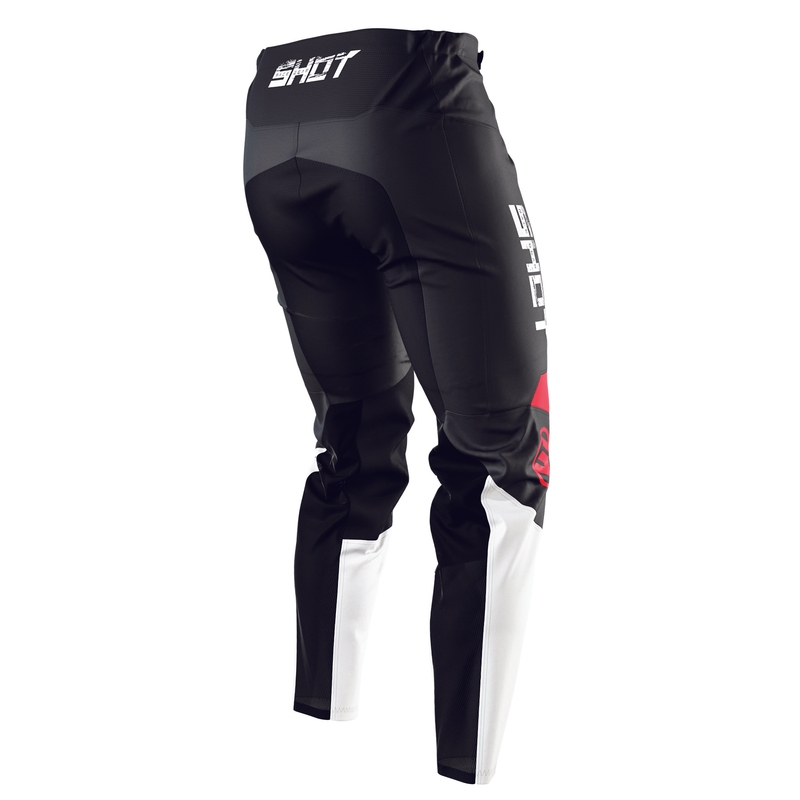Pantaloni motocross pentru copii Shot Devo Slam negru-alb-roșu