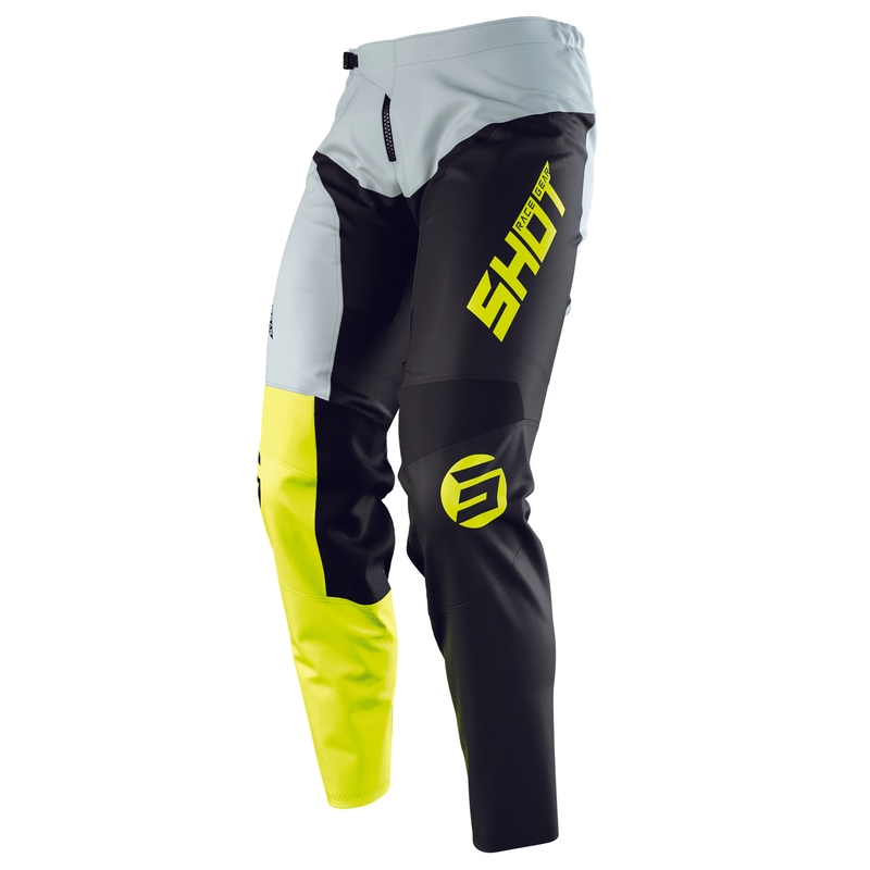 Pantaloni motocross pentru copii Shot Devo Storm negru-gri-galben-fluo výprodej lichidare