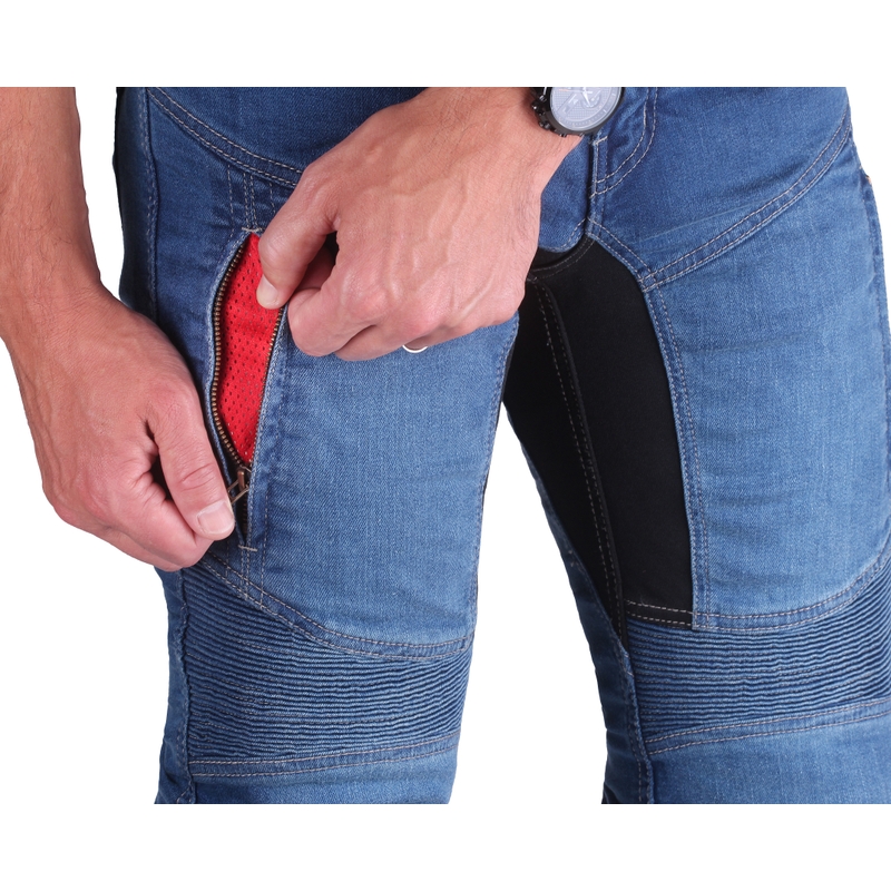 Blugi motociclisți albaștri Street Racer Stretch II CE