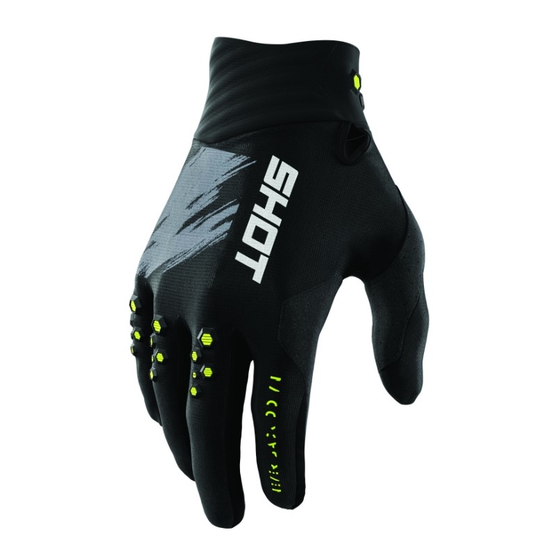 Mănuși de motocross Shot Contact Draw negru-fluo galben