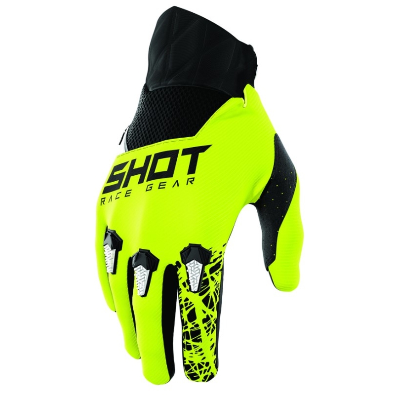 Mănuși de motocros pentru copii Shot Devo Storm negru-galben-fluo