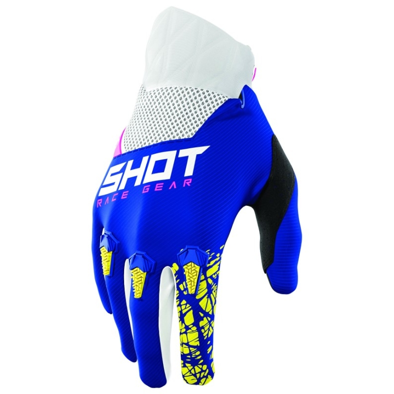 Mănuși de motocross pentru copii Shot Devo Storm albastru-galben-alb-alb-roz výprodej lichidare