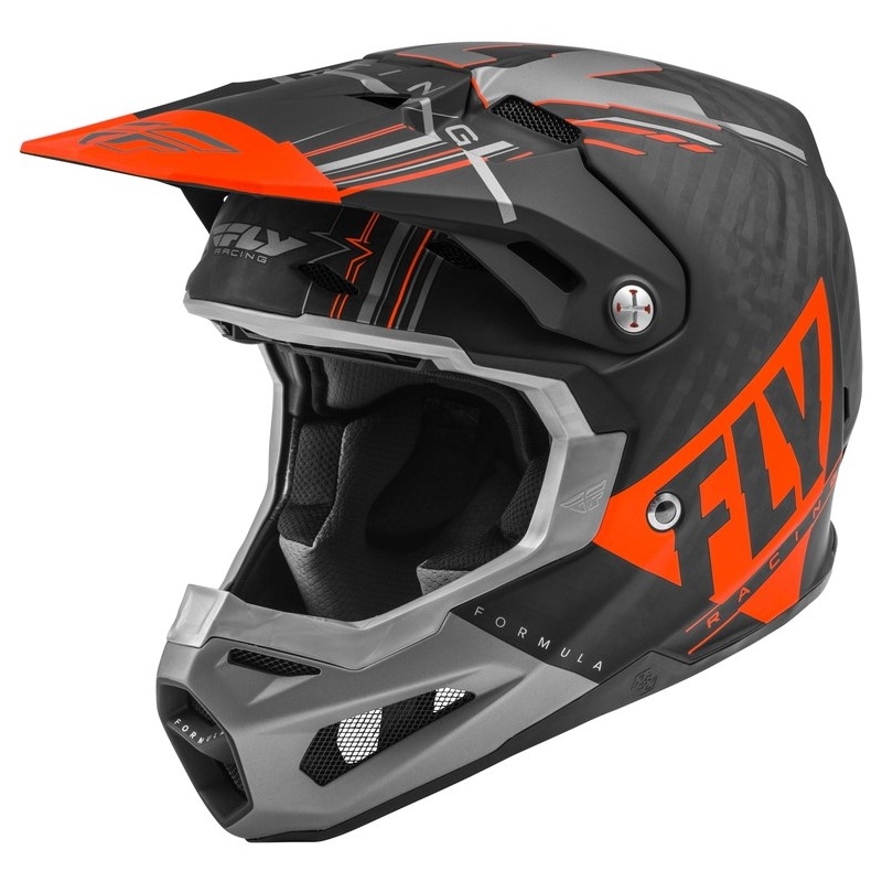 Cască de motocros FLY Racing Formula Vector negru-gri-portocaliu