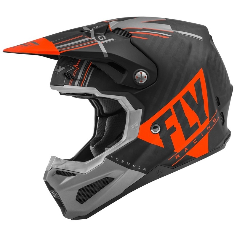 Cască de motocros FLY Racing Formula Vector negru-gri-portocaliu