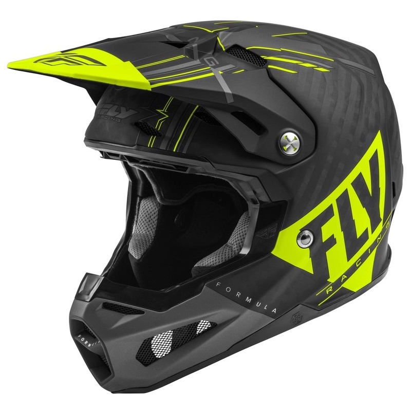 Cască de motocros FLY Racing Formula Vector negru-gri-fluo-galben