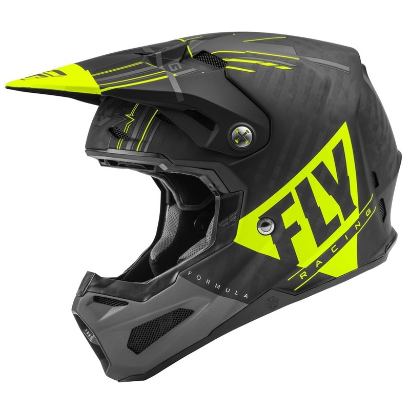 Cască de motocros FLY Racing Formula Vector negru-gri-fluo-galben