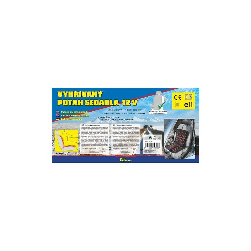 Husă de scaun încălzită cu termostat 12V - negru
