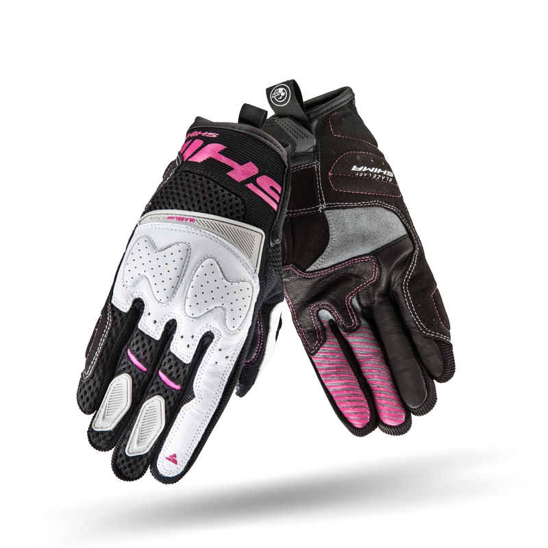 Mănuși pentru femei Shima Blaze negru, alb și roz pentru motociclete Shima Blaze Black, White and Pink lichidare