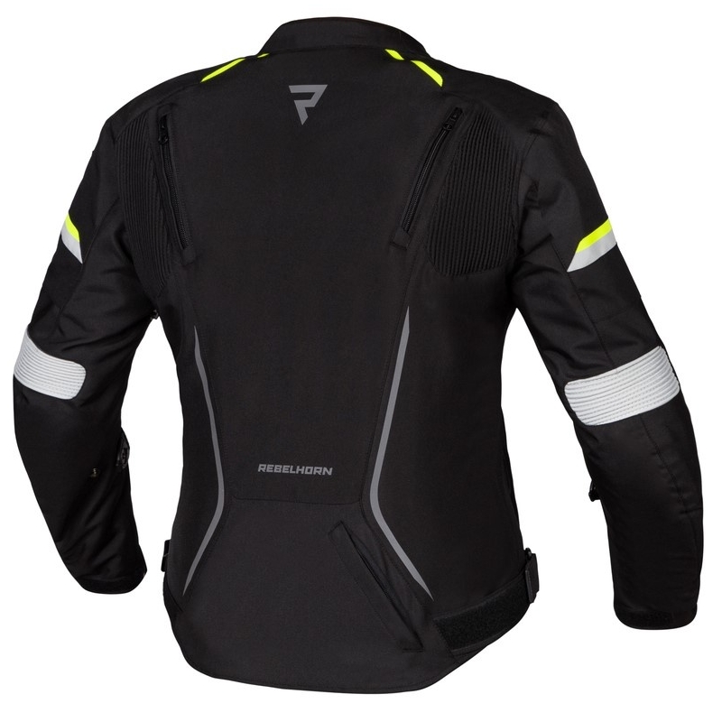 Jacheta de motociclete pentru femei Rebelhorn Blast Grey-Black-Fluo Yellow Vânzare lichidare