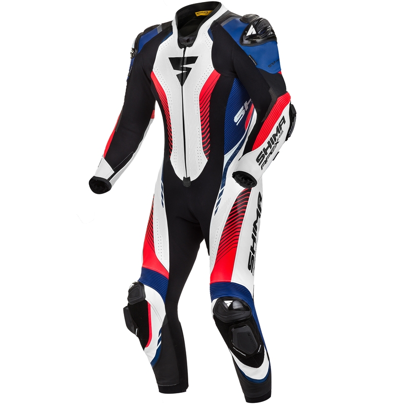 Salopetă dintr-o bucată Shima Apex RS negru-alb-albastru-albastru-roșu-fluo lichidare