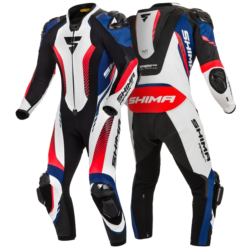 Salopetă dintr-o bucată Shima Apex RS negru-alb-albastru-albastru-roșu-fluo lichidare
