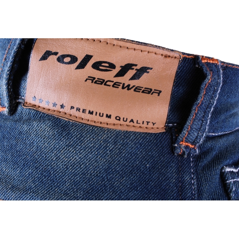 Blugi moto pentru femei Roleff Jeans albastru - II. calitate