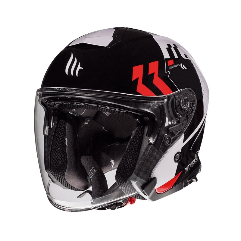Cască de motocicletă deschisă MT Thunder 3 SV Venus negru-alb-roșu - calitate II