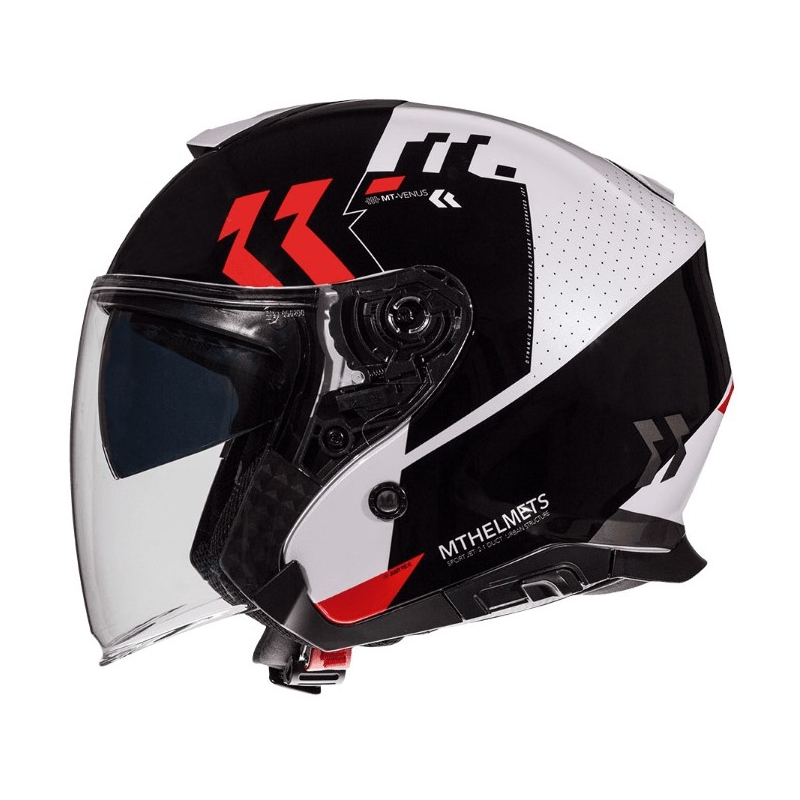 Cască de motocicletă deschisă MT Thunder 3 SV Venus negru-alb-roșu - calitate II