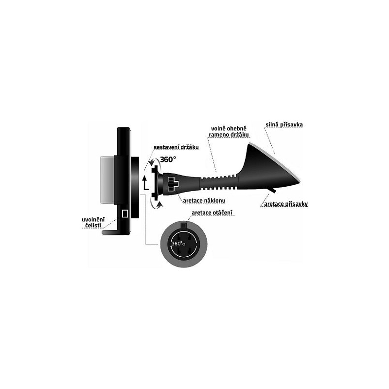Suport de telefon / GPS pe ventuză SILVER
