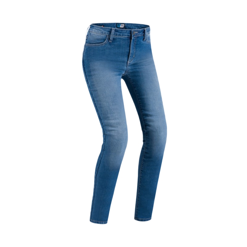 PMJ Skinny Blue Skinny Blue Motorcycle Jeans pentru femei výprodej lichidare