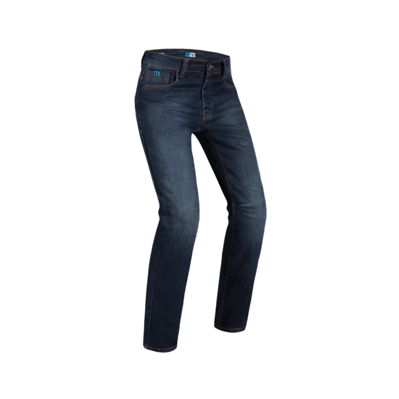 PMJ Voyager Blue Cropped Motorcycle Jeans cu croială albastră