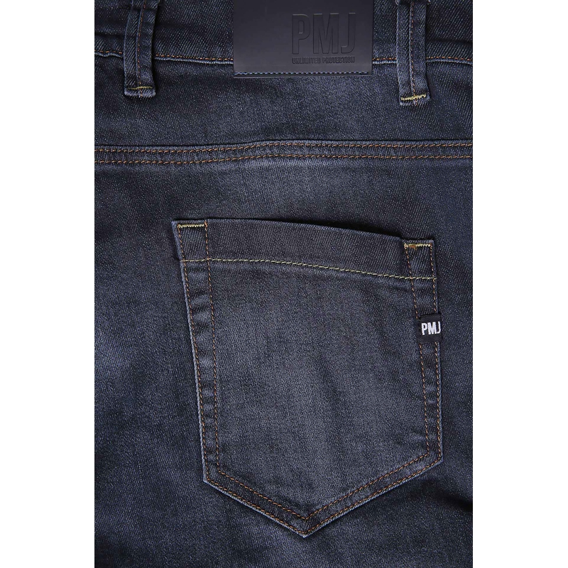 PMJ Voyager Blue Cropped Motorcycle Jeans cu croială albastră