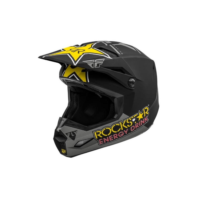 Cască de motocros FLY Racing Kinetic Rockstar gri-negru-galben