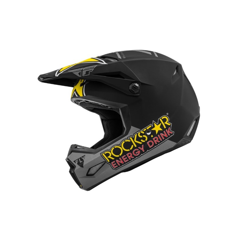 Cască de motocros FLY Racing Kinetic Rockstar gri-negru-galben