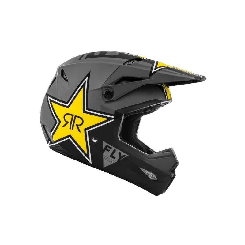 Cască de motocros FLY Racing Kinetic Rockstar gri-negru-galben