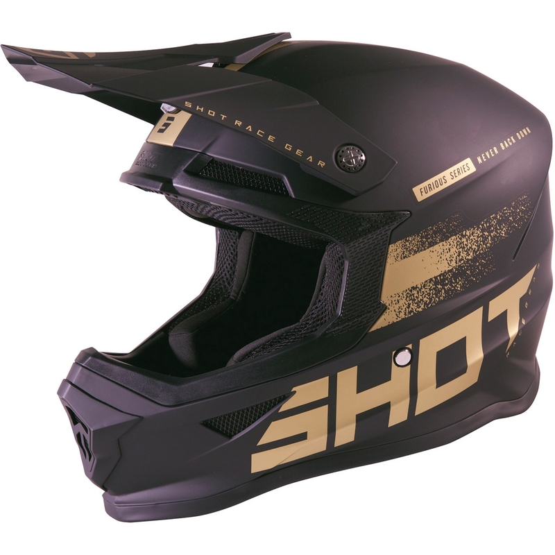 Motocross casca Shot Furious Raw 2.0 negru-aur lichidare