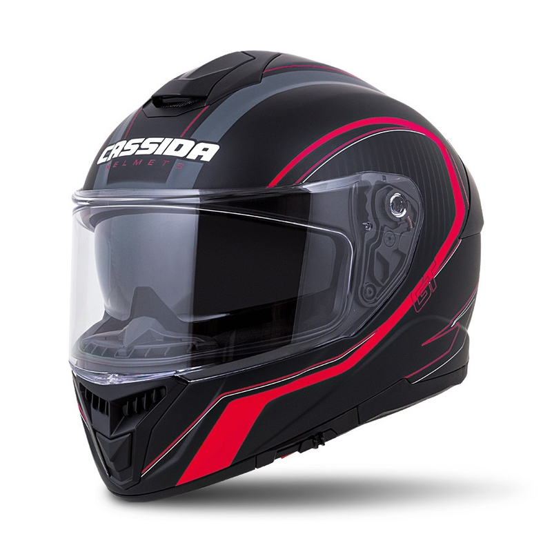 Cască integrală Cassida Integral GT 2.0 Reptyl negru-gri-fluo roșu