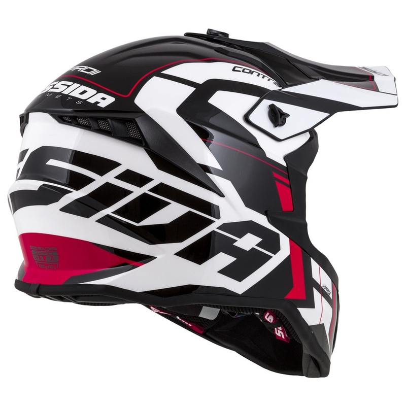 Cască de motocross Cassida Cross Pro II Contra alb-roșu-negru