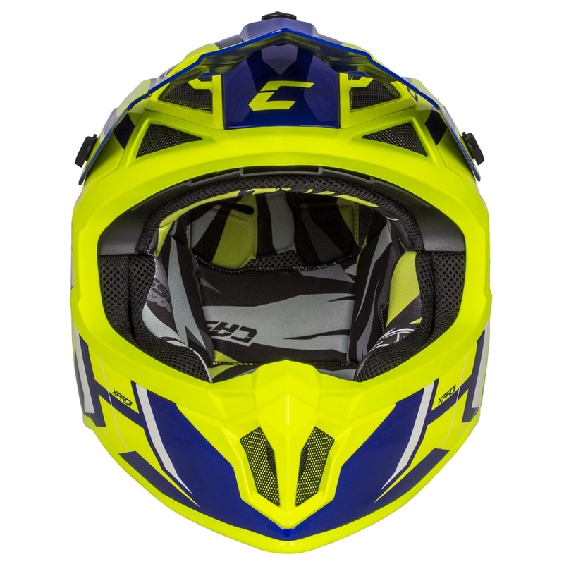 Cască de motocros Cassida Cross Pro II Contra fluo galben-albastru-albastru