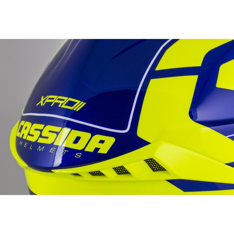 Cască de motocros Cassida Cross Pro II Contra fluo galben-albastru-albastru