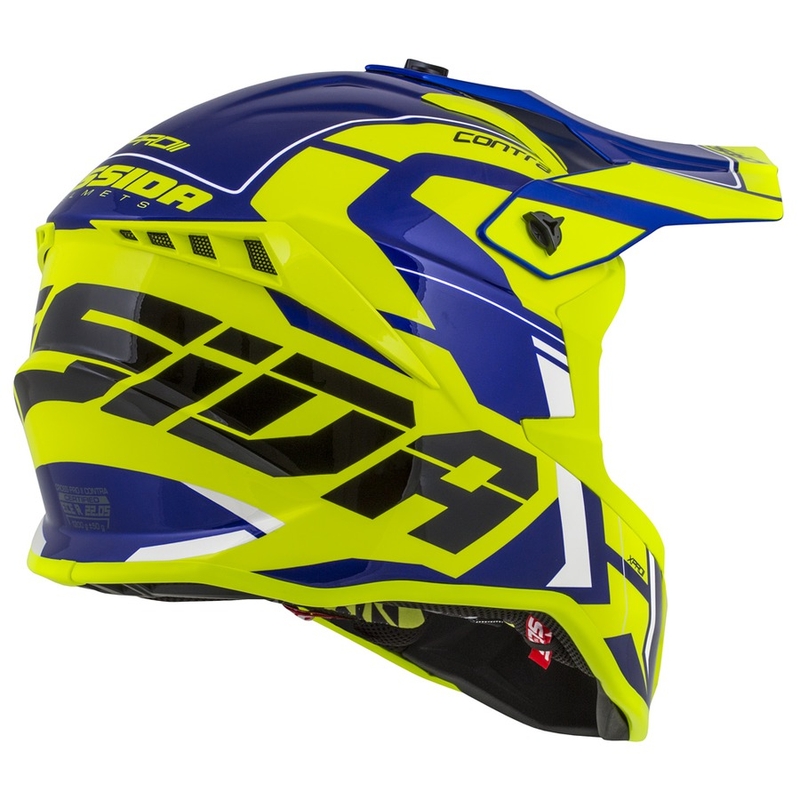 Cască de motocros Cassida Cross Pro II Contra fluo galben-albastru-albastru