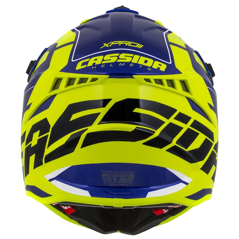 Cască de motocros Cassida Cross Pro II Contra fluo galben-albastru-albastru