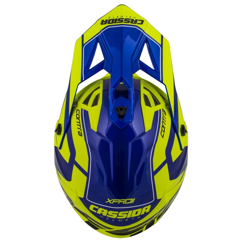 Cască de motocros Cassida Cross Pro II Contra fluo galben-albastru-albastru