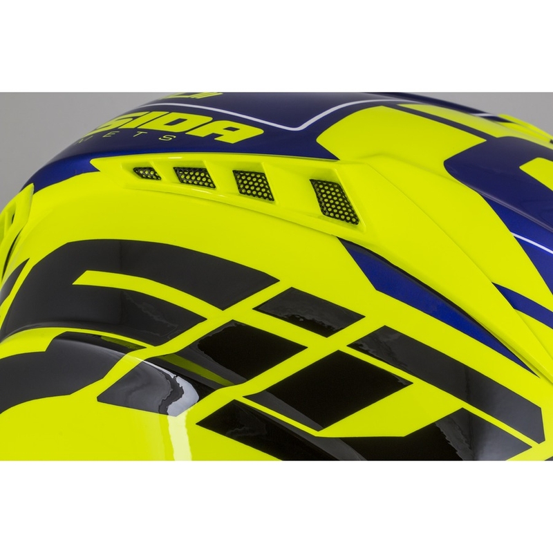 Cască de motocros Cassida Cross Pro II Contra fluo galben-albastru-albastru