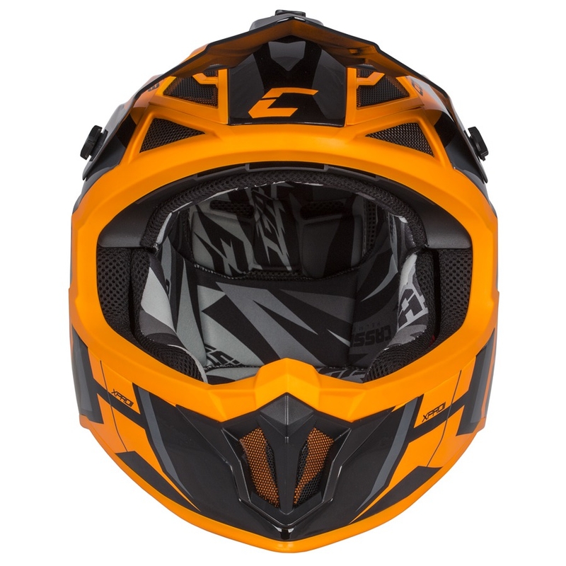 Cască de motocross Cassida Cross Pro II Contra Motocross Cască portocalie-neagră-gri