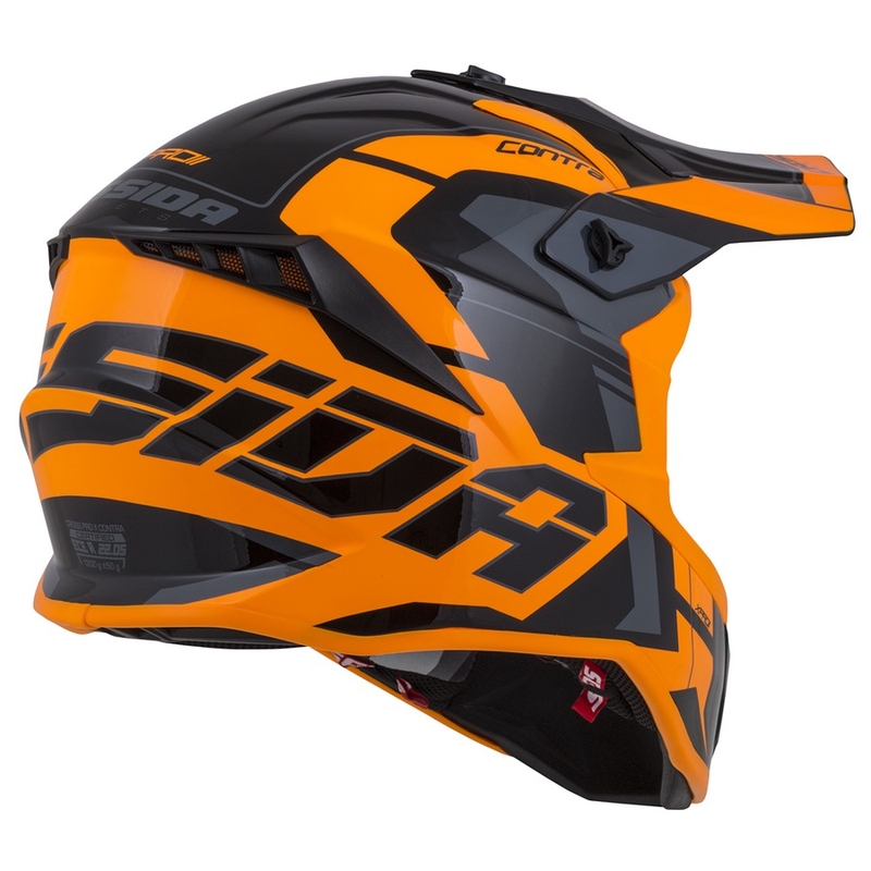 Cască de motocross Cassida Cross Pro II Contra Motocross Cască portocalie-neagră-gri