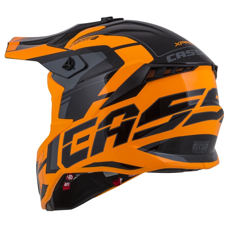 Cască de motocross Cassida Cross Pro II Contra Motocross Cască portocalie-neagră-gri