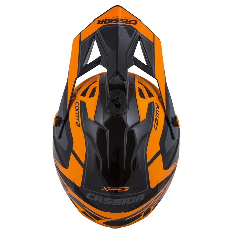 Cască de motocross Cassida Cross Pro II Contra Motocross Cască portocalie-neagră-gri