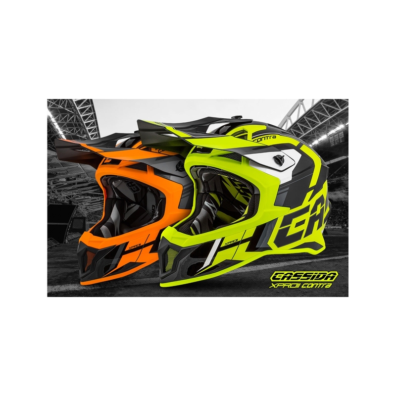 Cască de motocross Cassida Cross Pro II Contra Motocross Cască portocalie-neagră-gri