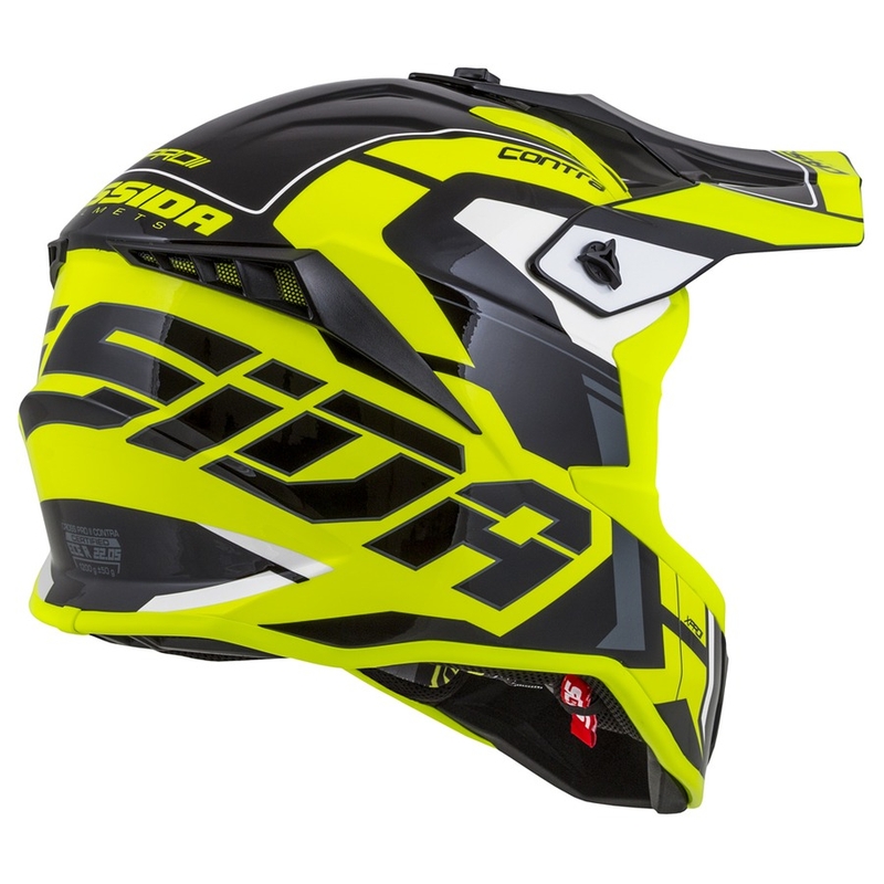 Cască de motocross Cassida Cross Pro II Contra fluo galben-gri-negru