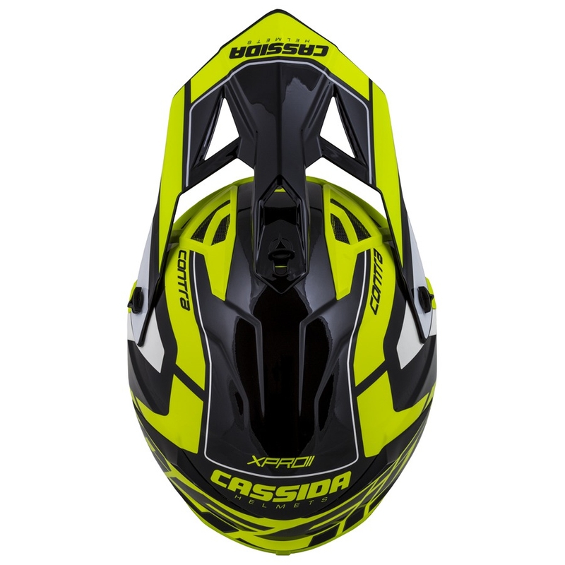 Cască de motocross Cassida Cross Pro II Contra fluo galben-gri-negru