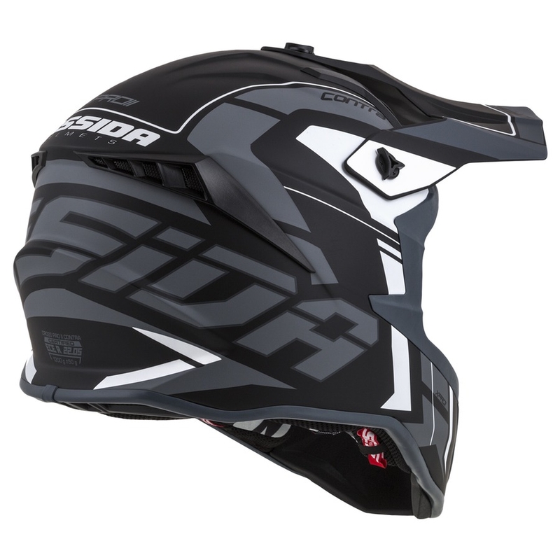 Cască de motocross Cassida Cross Pro II Contra negru-gri-alb