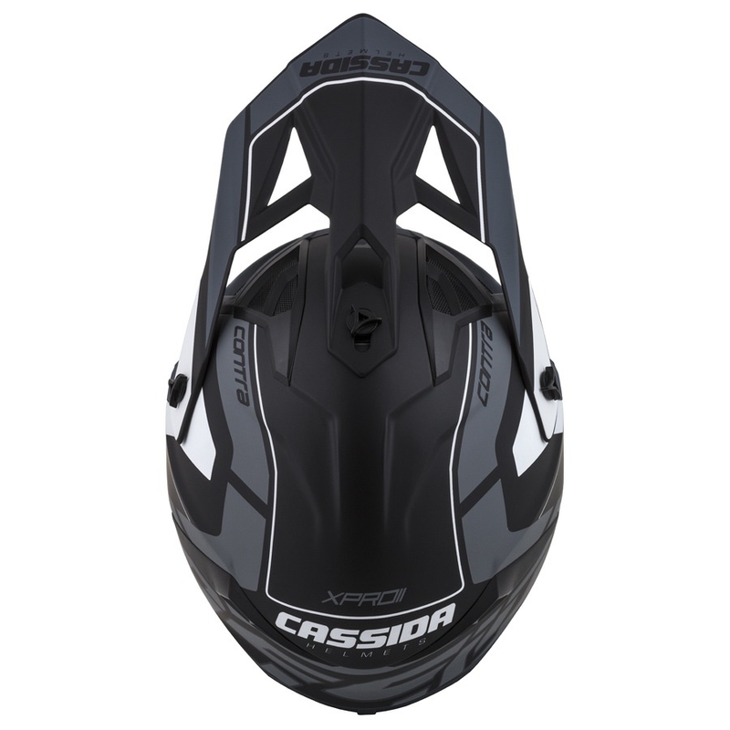 Cască de motocross Cassida Cross Pro II Contra negru-gri-alb