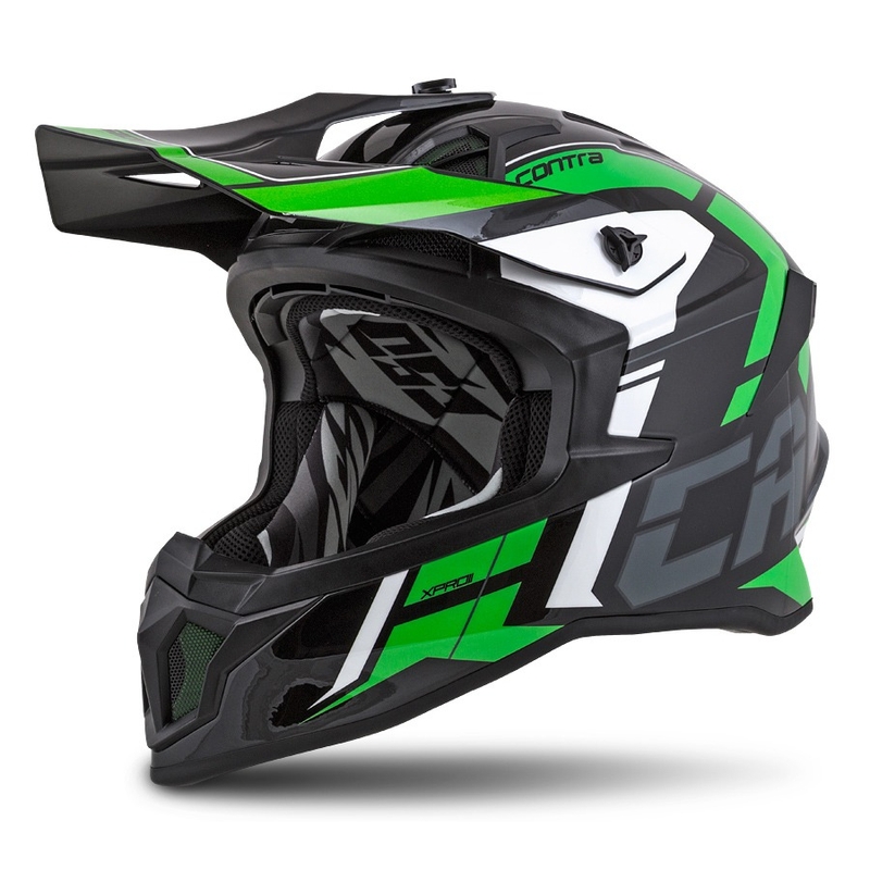 Cască de motocross Cassida Cross Pro II Contra negru-gri-alb-verde