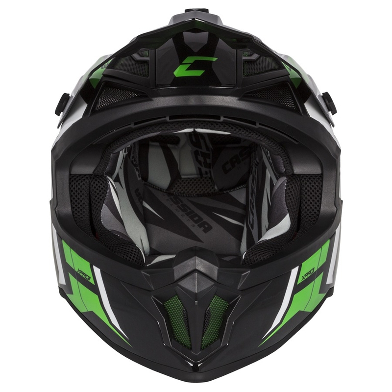 Cască de motocross Cassida Cross Pro II Contra negru-gri-alb-verde
